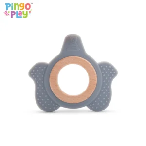 Elephant Silicone Teether With Wooden Ring (3 Months+)